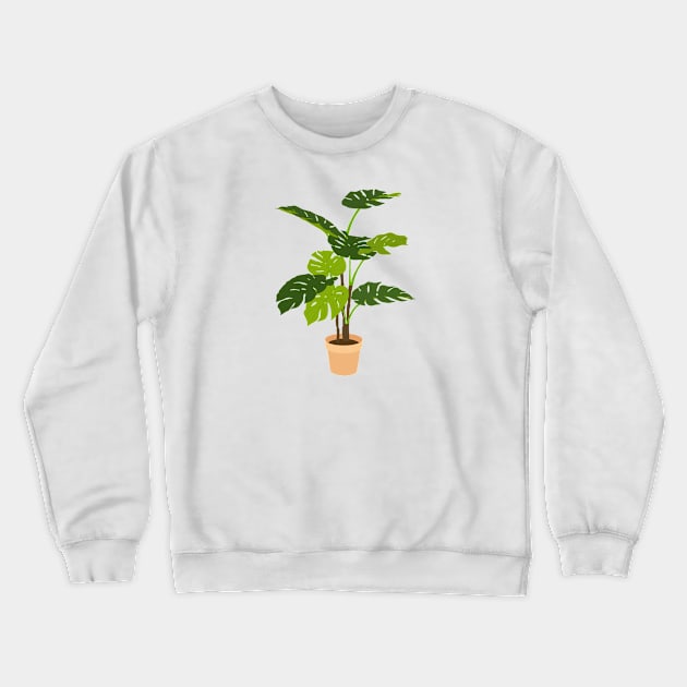 Potted Monstera Plant Orange Crewneck Sweatshirt by Gold Star Creative